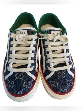 🚩steal Gucci Denim GG Canvas Low-Top Sneakers in Blue & White